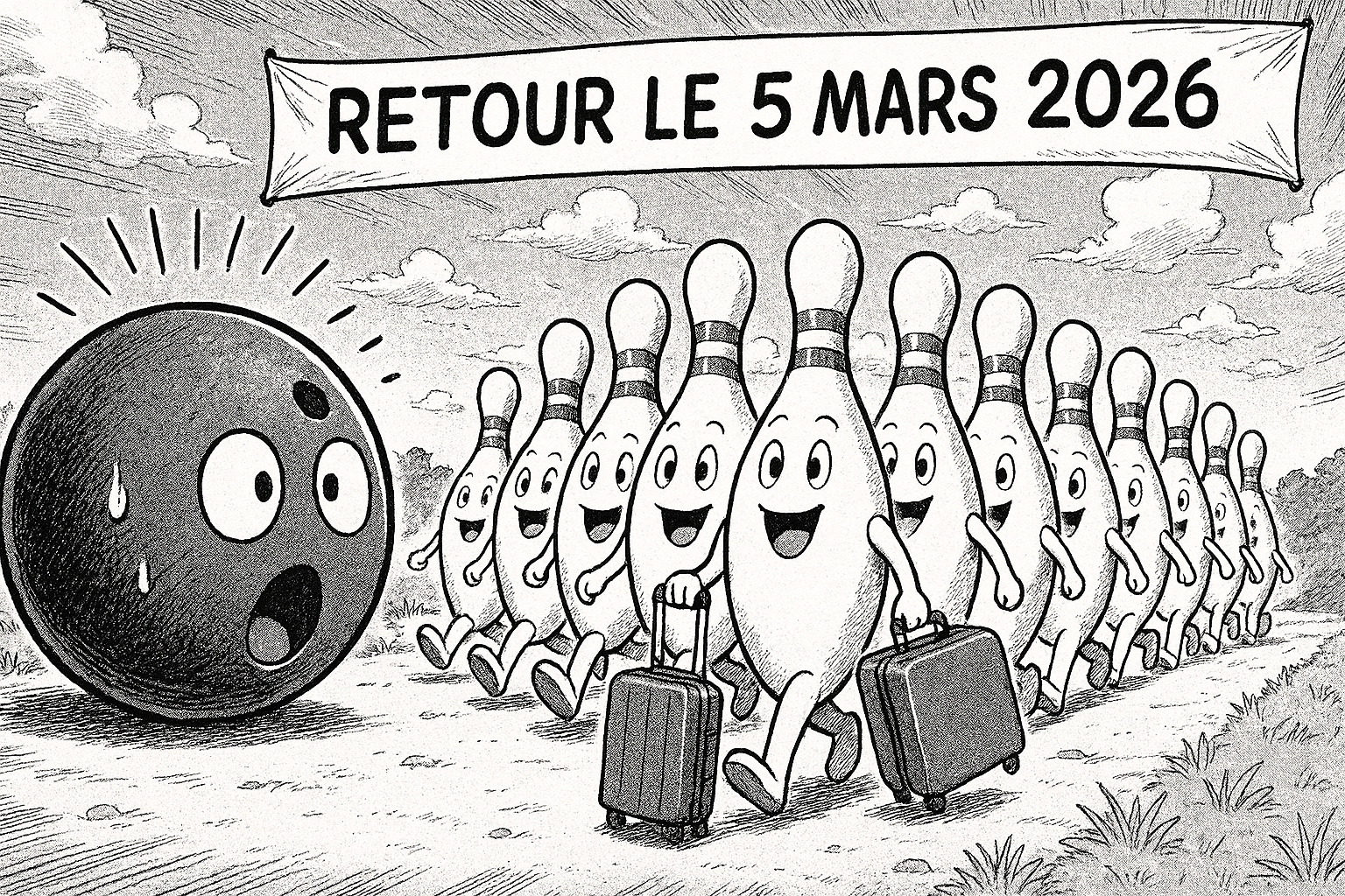 Vacances Février 2026, quilles parties en vacance.